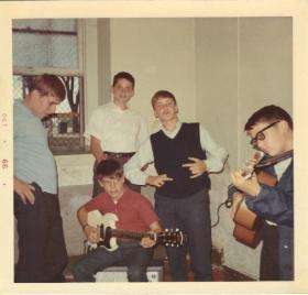 thumbs/Freshmen rock jam session Jim Tex O'Keefe, Pete Boojie Helldoerfer, Fred Nora, Tom Fitzgibbons, Joe Haschka.jpg.jpg